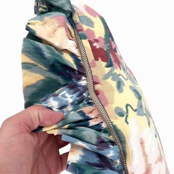 VINTAGE FLORAL RUFFLED THROW PILLOW ZIPPERD SHAM PILLOW INSIDE COTTAGE - Picture 4 of 11